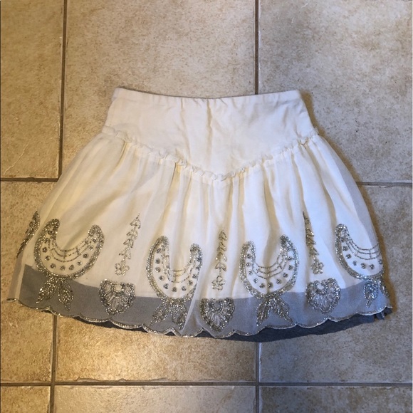 Free People White Beaded Mini Skirt XS - Picture 3 of 10
